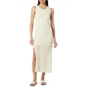 The Drop Knit Maxi Dress Whisper White Sleeveless Crochet Diamond Pattern Size S